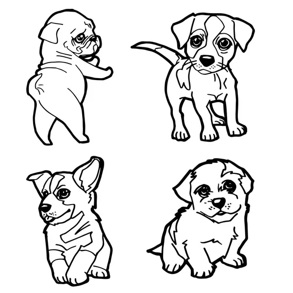 Jeu de coloriage mignon chien dessin animé vecteur — Image vectorielle