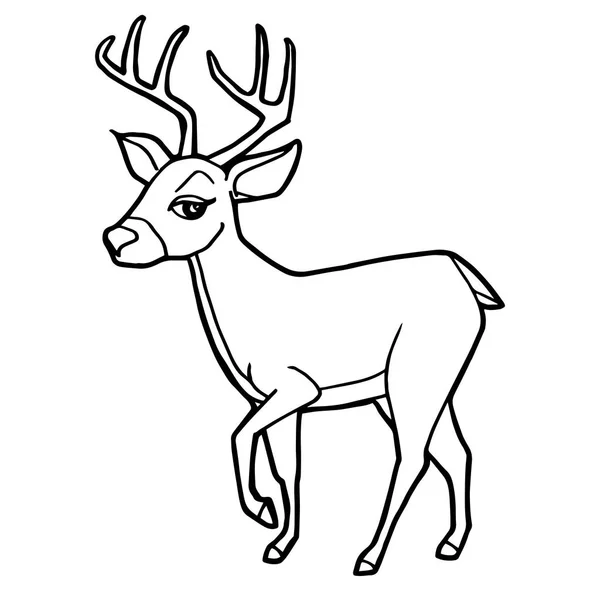 Desenho animado cervo bonito colorir vetor de página . — Vetor de Stock