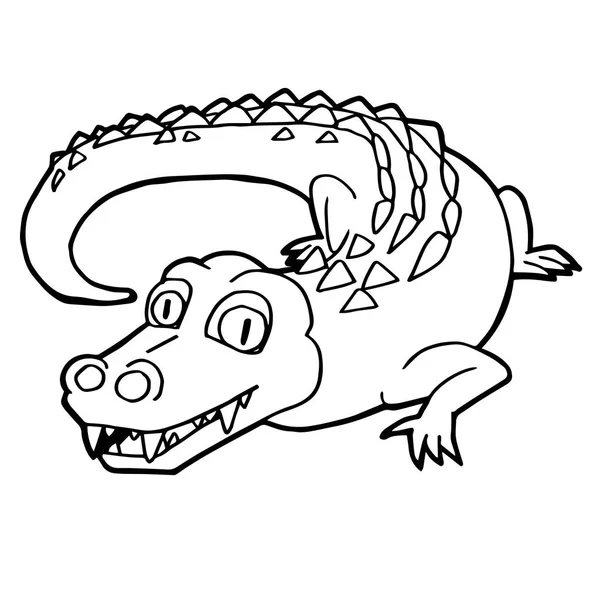 Desenho animado bonito crocodilo colorir página vetor . — Vetor de Stock