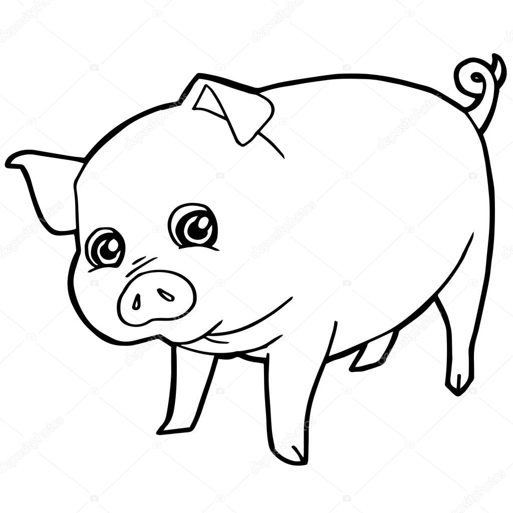 Cartoon cute pig coloring page vector. — Stock Vector © attaphongw