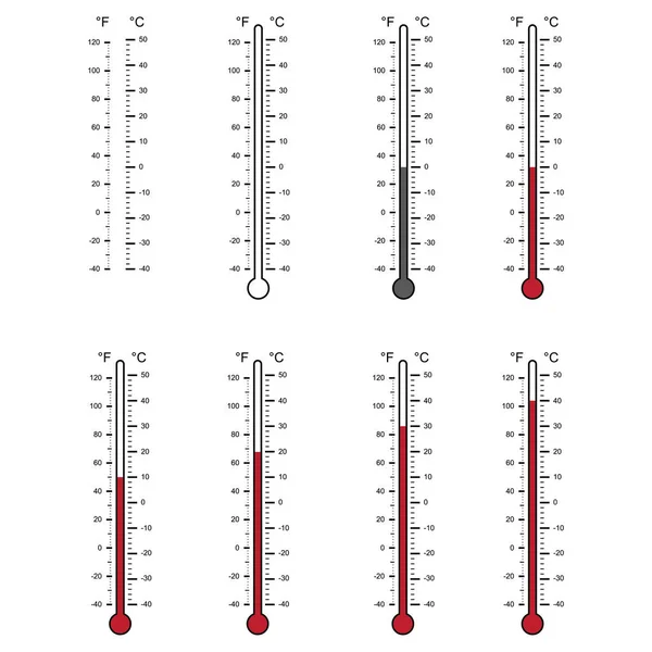 Vide de thermomètres et de différents niveaux vecteur — Image vectorielle