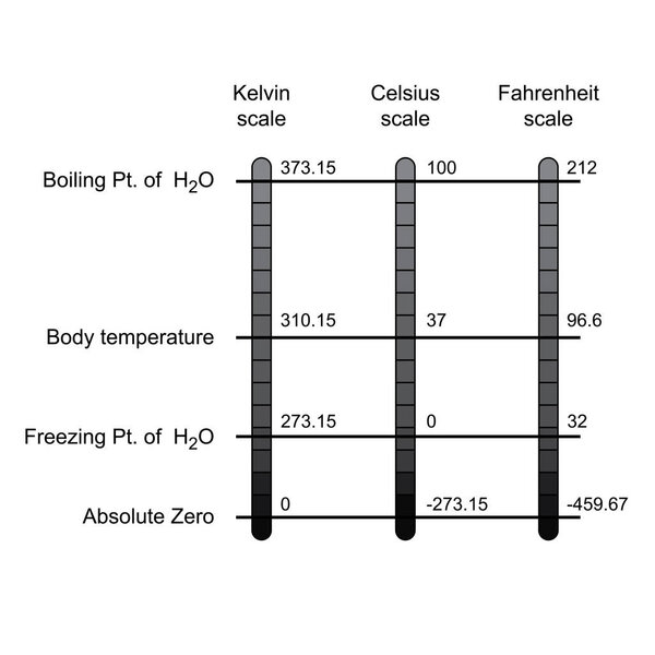 comparison of three temperature scales vector