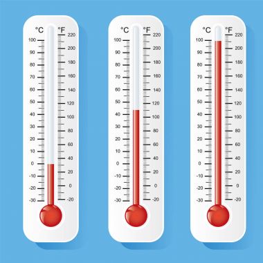 mavi arka plan vektör simgesine termometre