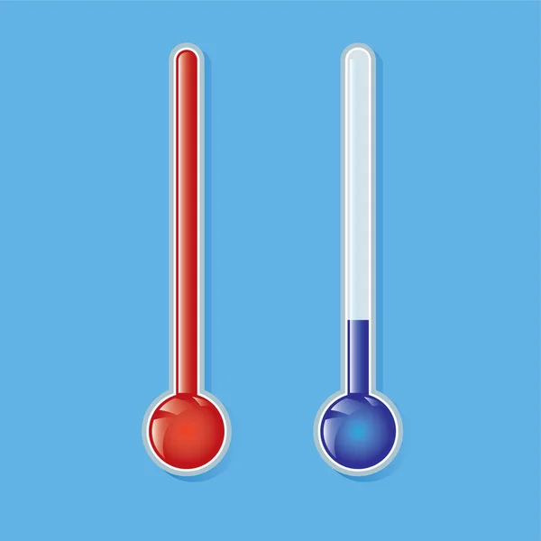 Thermometer-Symbol auf blauem Hintergrundvektor — Stockvektor