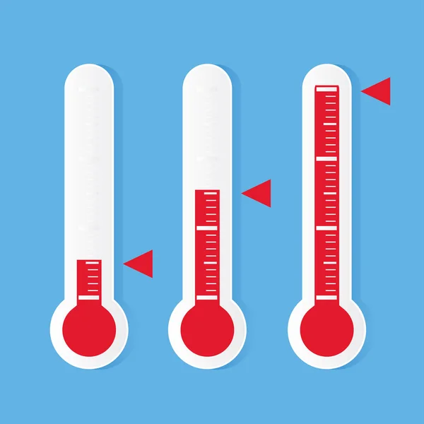 Icono del termómetro en el vector de fondo azul — Vector de stock