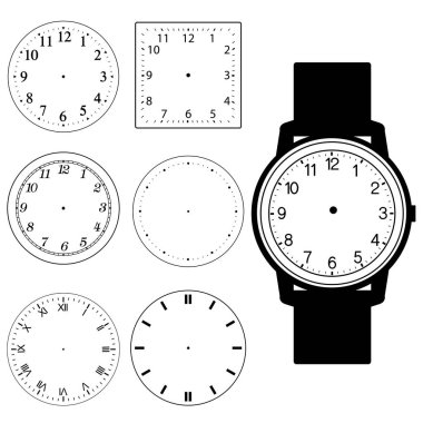 dizi boş el seyretmek yüz ve boş duvar saati yüz vektör