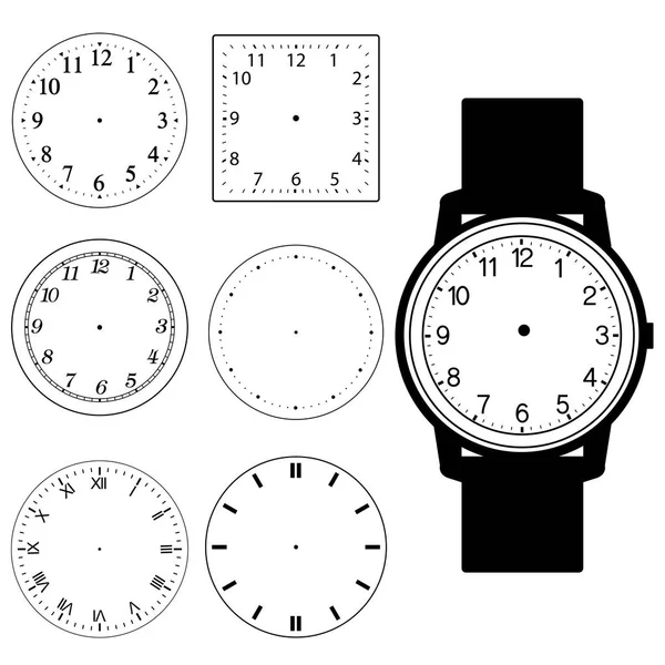 dizi boş el seyretmek yüz ve boş duvar saati yüz vektör