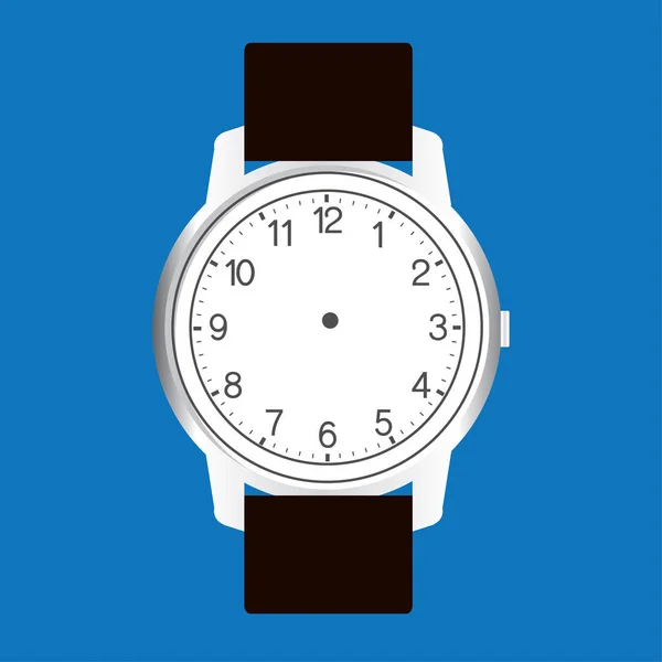 Vector de esfera de reloj de mano en blanco sobre fondo azul — Archivo Imágenes Vectoriales