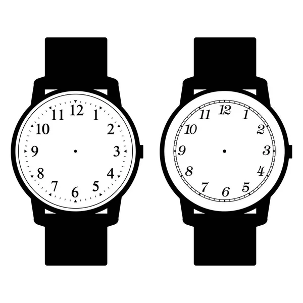 Vector de esfera de reloj de mano en blanco sobre fondo blanco — Vector de stock