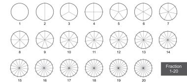 Fraction Pie clip art  for education on white background vector clipart