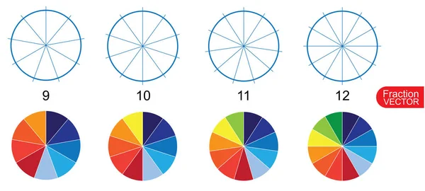 Fraction Pie clip art pour l'éducation sur fond blanc vecteur — Image vectorielle