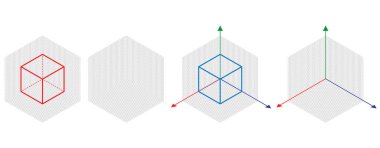 İzometrik çizim bir otuz degreesangle yanları için uygulanır. Küpün tam tersi. İzometrik kılavuz vektör