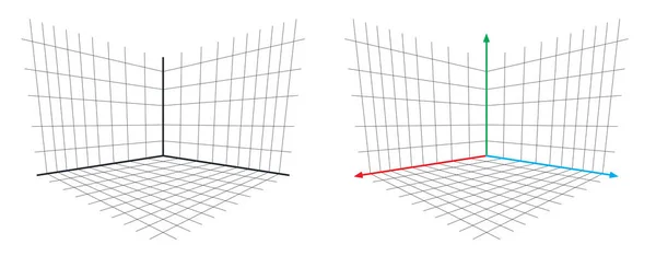 Opengl 投影矩阵视角 3d 轴矢量 — 图库矢量图片