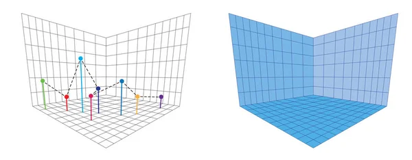 OpenGL projeksiyon Matrix Perspektif 3B eksen vektör — Stok Vektör