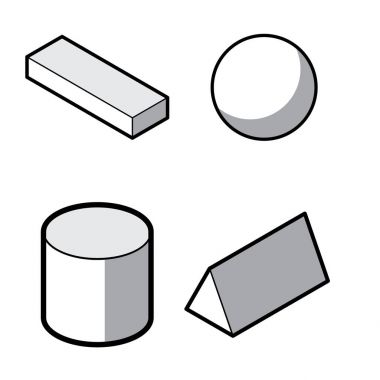Temel 3d geometrik şekiller kümesi. Beyaz bir arka plan üzerinde izole geometrik katı vektör.