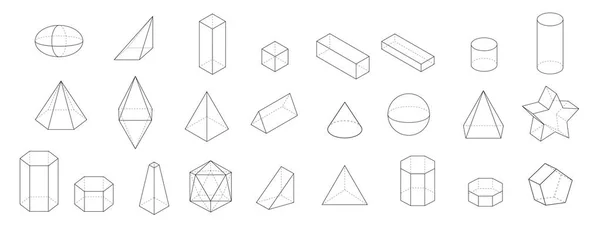 Temel 3d geometrik şekiller kümesi. Beyaz bir arka plan üzerinde izole geometrik katı vektör.