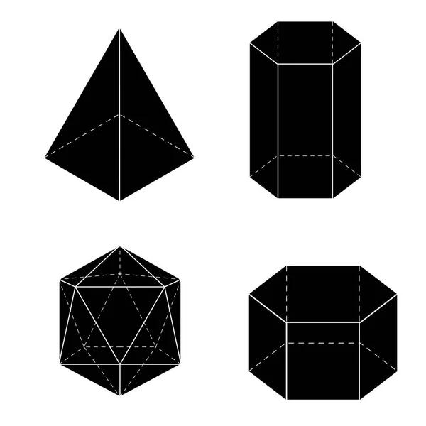 Satz grundlegender geometrischer 3D-Formen. geometrischer Feststoffvektor isoliert auf weißem Hintergrund. — Stockvektor