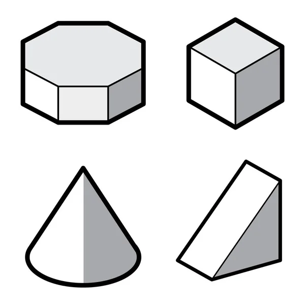 基本的な 3 d 幾何学的図形のセットです。白い背景に分離された幾何学的な固体ベクトル. — ストックベクタ