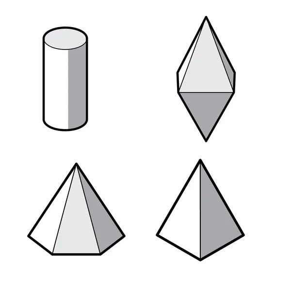 Conjunto de formas geométricas 3d básicas. Vetor de sólidos geométricos isolado sobre fundo branco . —  Vetores de Stock