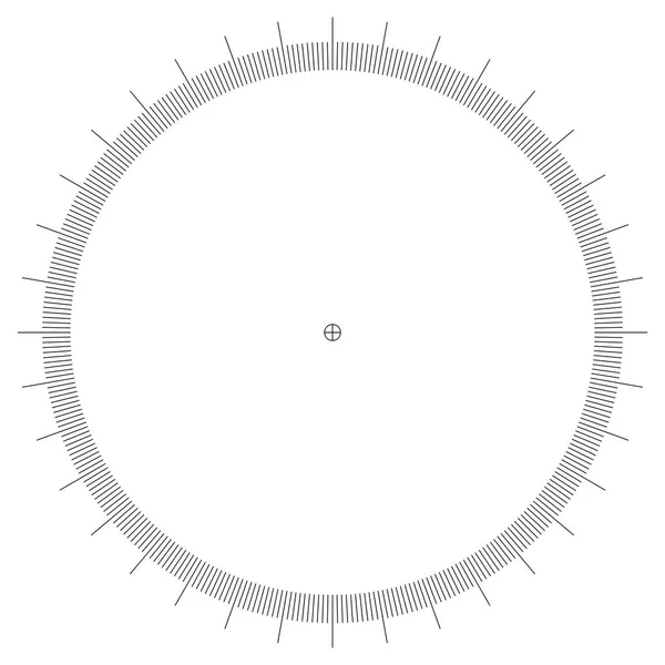 Puste kątomierz - rzeczywisty rozmiar podziałka na białym tle na tło wektor — Wektor stockowy