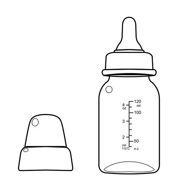 婴幼儿喂养奶瓶或奶瓶矢量插画 — 图库矢量图片