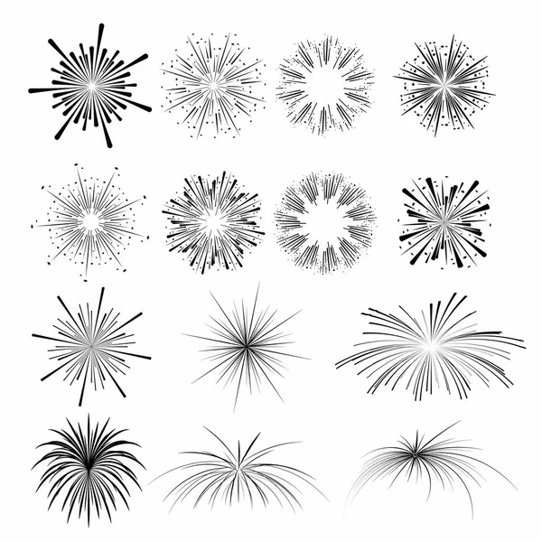 Firework Silhouette Greeting Card Party Poster Celebration Cheerful Holiday — Stock Vector