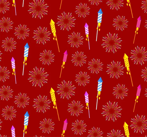 Feuerwerk Nahtlose Muster Nahtlos Vom Feuerwerk Feuerwerk Lustiges Muster Abstrakte — Stockvektor