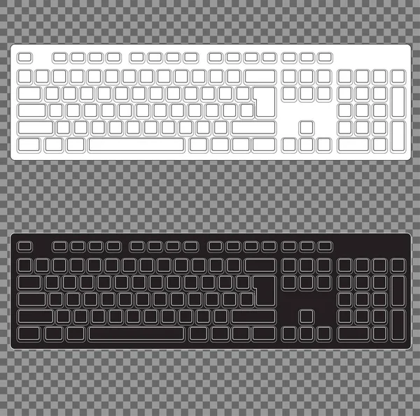 计算机键盘空白模板集 在透明背景下 — 图库矢量图片