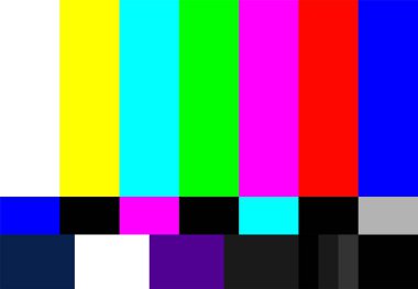 Televizyon rengi çubukları kart ekranını test ediyor. SMPTE Televizyon Renk Sınavı Ayarlama Çubukları. Test kartı. SMPTE renk çubukları. Görüntüler için grafiksel.