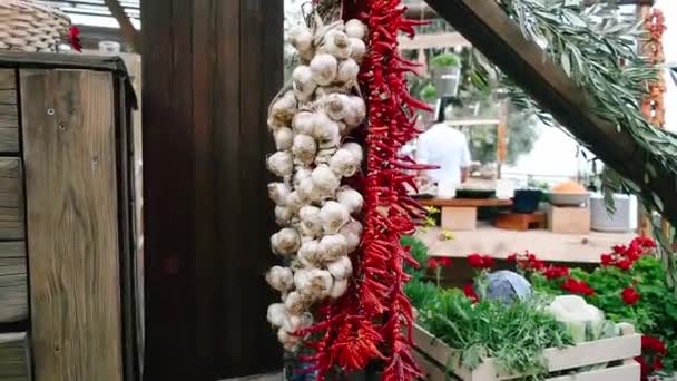 Knoblauch Und Roter Paprika — Stockvideo