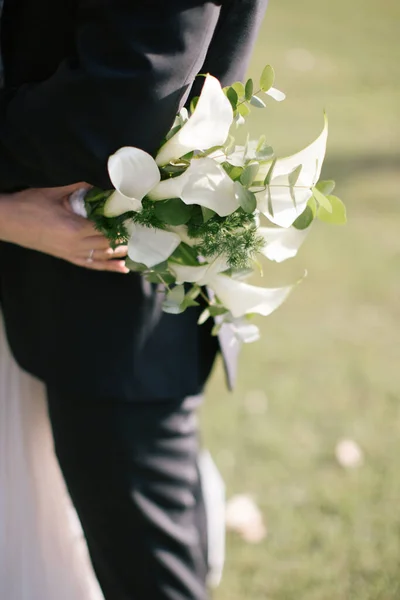 Nevěsta Pózuje Zády Obrácenýma — Stock fotografie