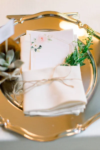 Carta Menu Pasto Nuziale Matrimonio Rustico Preparativi Giorno Delle Nozze — Foto Stock