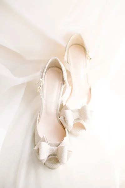 Sapatos Noiva Preparações Para Dia Casamento — Fotografia de Stock
