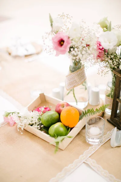 Table Salle Manger Mariage Fleurs Colorées Jour Mariage Table Manger — Photo