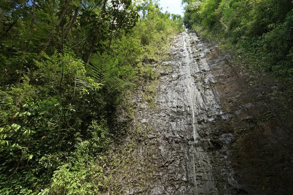 Водопад на скалистой стене — стоковое фото