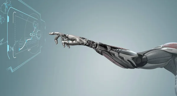 Roboterarm zeigt mit Zeigefinger — Stockfoto