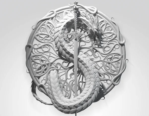 Dragon and sword — Stock Photo, Image