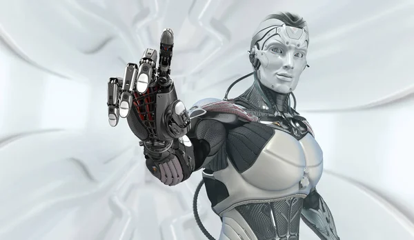 Cyborg in virtuele ruimte — Stockfoto