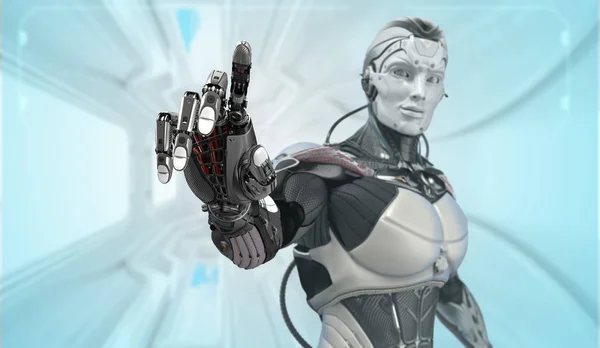 Cyborg in virtual space — Stock Photo, Image