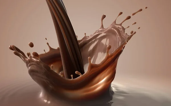 Pouring Chocolate with splash — Stock Photo, Image