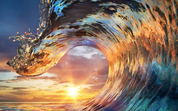 Colorful Ocean Sunset Wave — Stock Photo, Image