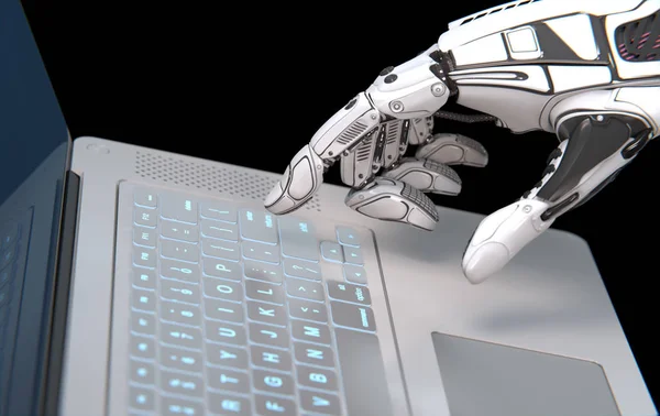 Robot en laptop conceptontwerp — Stockfoto