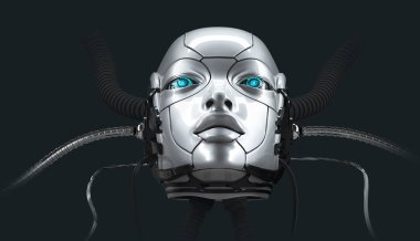 Robot kadın yüzü portre portre, 3d render