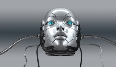 Robot kadın yüzü portre portre, 3d render