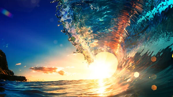 Meereswellen Surfen Ozean Lippe Küste Kamm Hawaii — Stockfoto