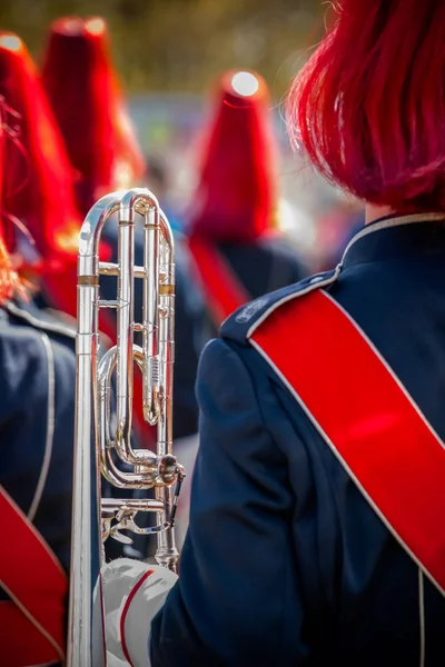 Verschillende instrumenten en details van een muziekband voor HaFaBra — Stockfoto