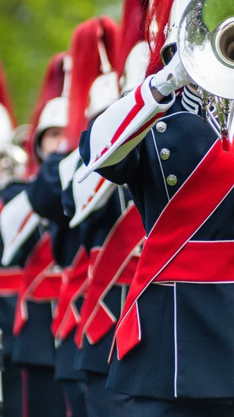 Různé nástroje a detaily z hudební kapela windband — Stock fotografie