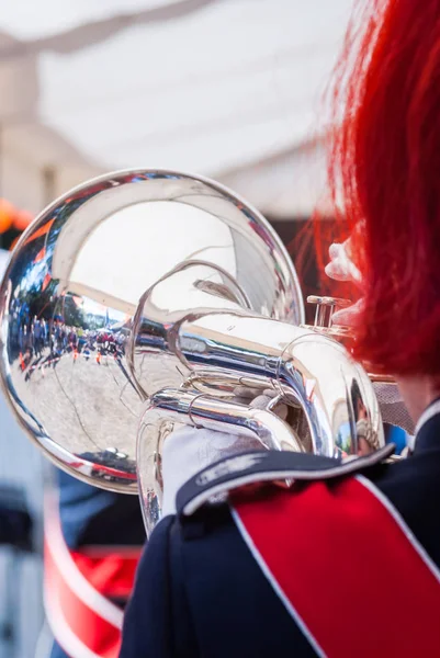 Verschillende instrumenten en details van een muziekband voor HaFaBra — Stockfoto