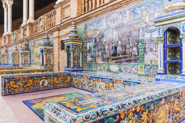 İspanyolca kare Sevilla, Plaza de Espana, İspanya