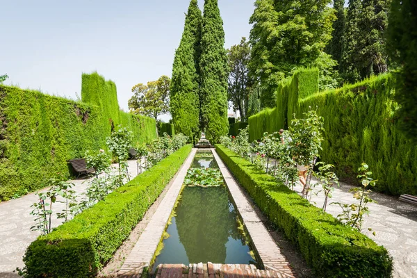 Detalles en los jardines del Generalife de la Alhambra. Granada, S — Foto de Stock